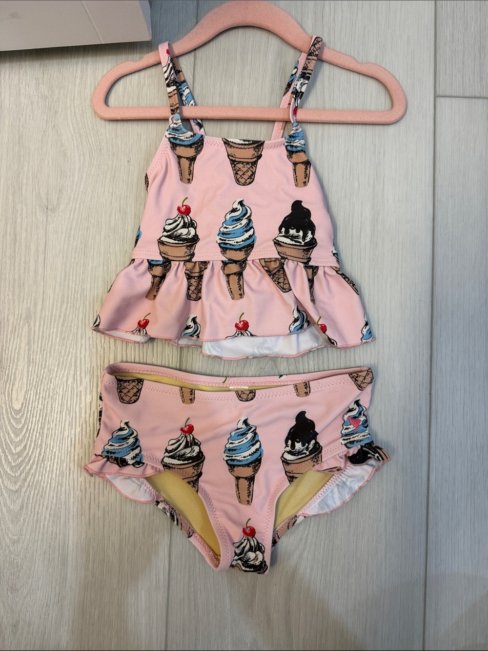 Pink Chicken Pink Ice Cream Cone Ruffle Two-Piece Swim Set